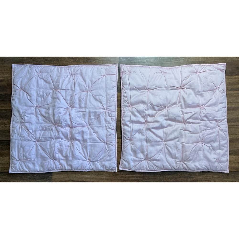 Pair Of Pottery Barn Kids PINTUCK EURO Shams Light Pink 26" X 26" Tie Closure